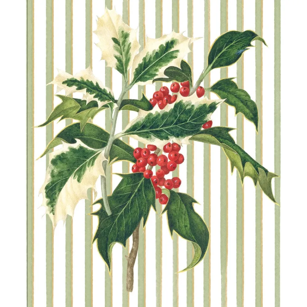 Caspari Christmas And Holiday Cards|Boxed Holiday Cards|Holly Sprig Petite Boxed Christmas Cards - includes 15 cards & envelopes