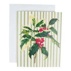 Caspari Christmas And Holiday Cards|Boxed Holiday Cards|Holly Sprig Petite Boxed Christmas Cards - includes 15 cards & envelopes