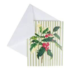 Caspari Christmas And Holiday Cards|Boxed Holiday Cards|Holly Sprig Petite Boxed Christmas Cards - includes 15 cards & envelopes
