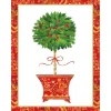 Caspari Christmas And Holiday Cards|Boxed Holiday Cards|Holly Topiary In Red Pot Classic Boxed Christmas Cards - includes 15 cards & envelopes