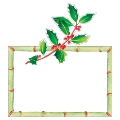 Caspari Christmas Place Cards|Place Cards|Holly Trellis Die-Cut Place Cards - 8 Per Package