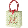 Caspari Christmas Gift & Bottle Bags|Gift & Bottle Bags|Holly Trellis Small Square Gift Bag - 1 Each