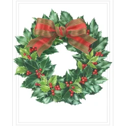 Caspari Christmas And Holiday Cards|Boxed Holiday Cards|Holly Wreath Embossed Large Boxed Christmas Cards - includes 10 Cards & Envelopes