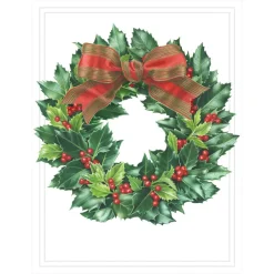 Caspari Christmas And Holiday Cards|Boxed Holiday Cards|Holly Wreath Embossed Large Boxed Christmas Cards - includes 10 Cards & Envelopes