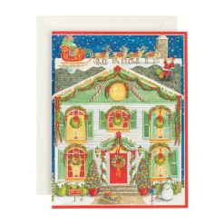Caspari Christmas And Holiday Cards|Boxed Holiday Cards|Home for Christmas Classic Boxed Christmas Cards - includes 15 cards & envelopes