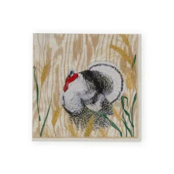 Caspari Thanksgiving|Paper Cocktail Napkins|Homestead Turkey Taupe Cocktail Napkins - 20 Per Package
