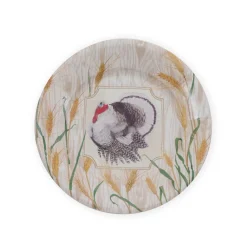 Caspari Thanksgiving|Paper Salad And Dessert Plates|Homestead Turkey Taupe Salad & Dessert Plates - 8 Per Package
