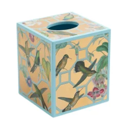 Caspari Lacquerware|Mother'S Day|Hummingbird Trellis Lacquer Tissue Box Cover in Gold - 1 Each