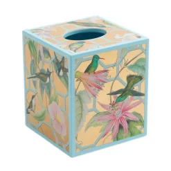 Caspari Lacquerware|Mother'S Day|Hummingbird Trellis Lacquer Tissue Box Cover in Gold - 1 Each