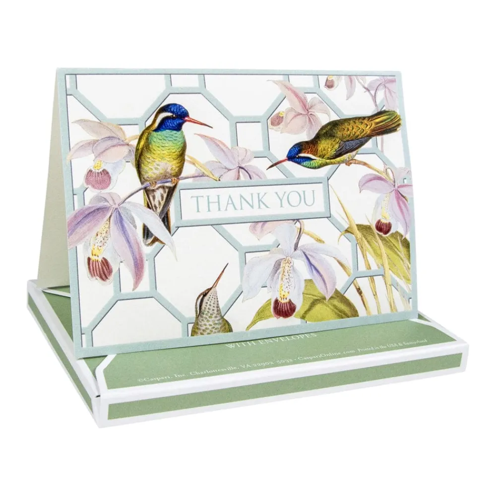 Caspari Thank You Notes|Hummingbird Trellis Thank You Notes - 8 Note Cards And Envelopes