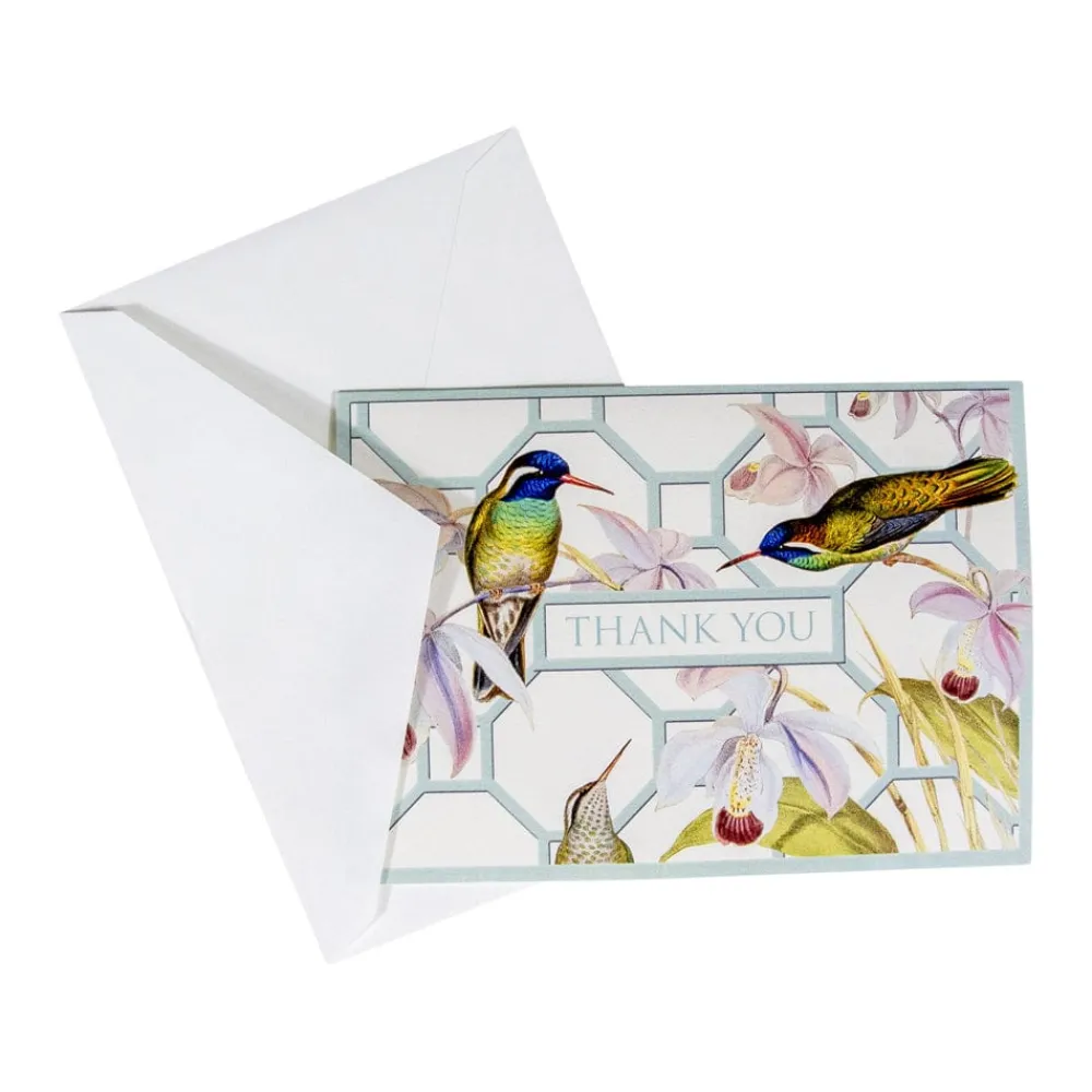 Caspari Thank You Notes|Hummingbird Trellis Thank You Notes - 8 Note Cards And Envelopes