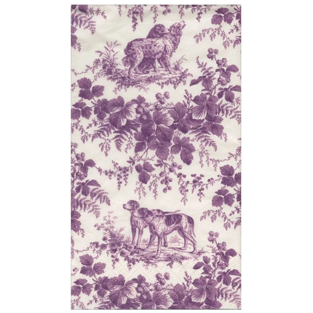 Caspari Paper Guest Towels|Hunting Toile Aubergine Guest Towels - includes 15 Guest Towels