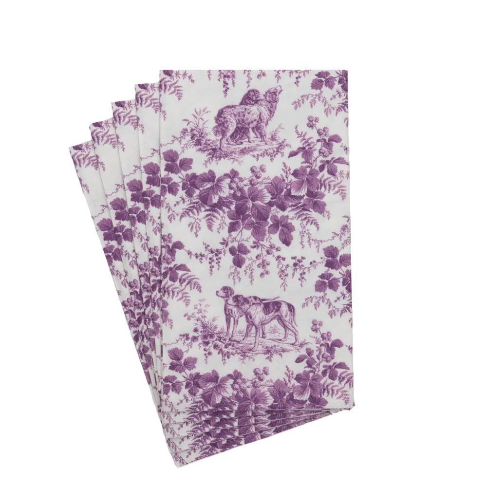 Caspari Paper Guest Towels|Hunting Toile Aubergine Guest Towels - includes 15 Guest Towels