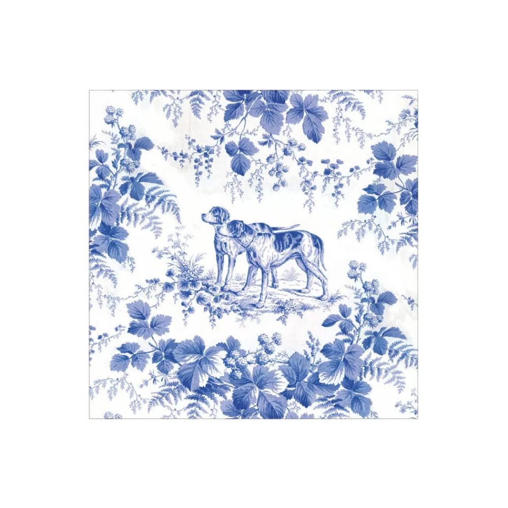 Caspari Paper Cocktail Napkins|Hunting Toile Blue Cocktail Napkins - includes 20 Cocktail Napkins