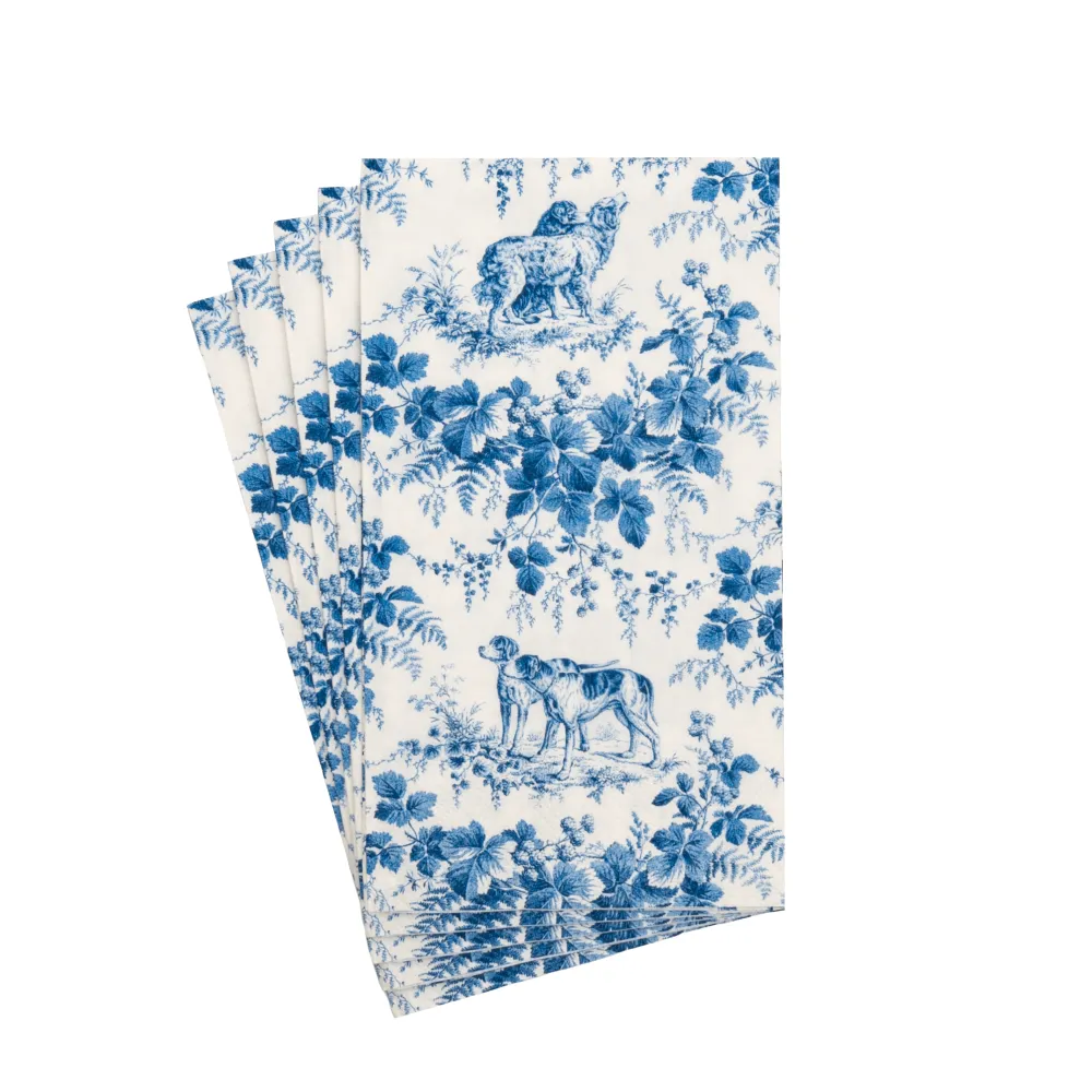 Caspari Paper Guest Towels|Hunting Toile Blue Guest Towels - includes 15 Guest Towels