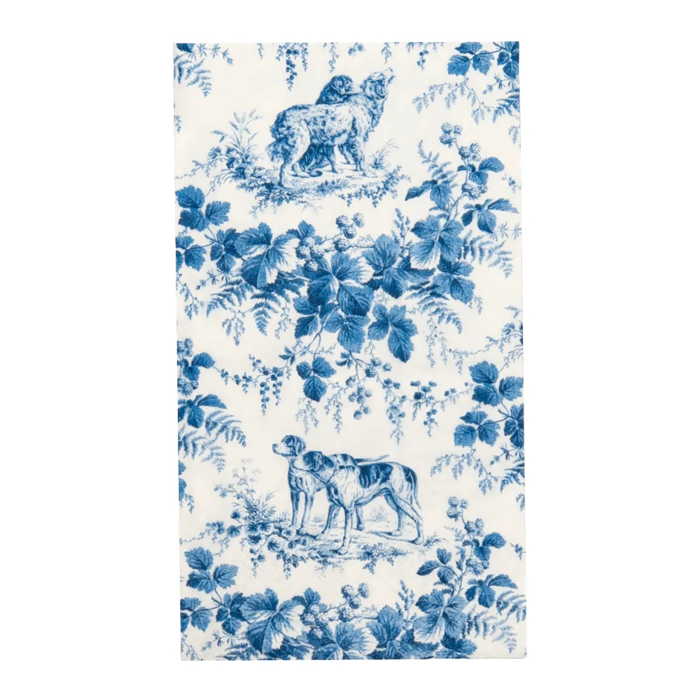 Caspari Paper Guest Towels|Hunting Toile Blue Guest Towels - includes 15 Guest Towels