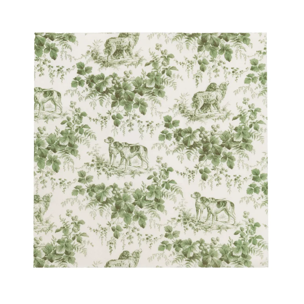 Caspari Paper Cocktail Napkins|Hunting Toile Evergreen Cocktail Napkins - includes 20 Cocktail Napkins
