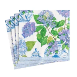 Caspari Boxed Cocktail Napkins|Hydrangeas and Porcelain Boxed Paper Cocktail Napkins - 40 Per Box