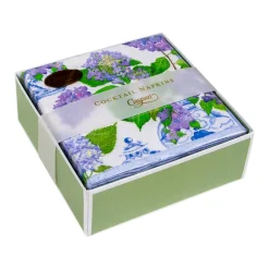 Caspari Boxed Cocktail Napkins|Hydrangeas and Porcelain Boxed Paper Cocktail Napkins - 40 Per Box