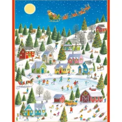 Caspari Christmas And Holiday Cards|Boxed Holiday Cards|Ice Skating at Christmas Large Boxed Christmas Cards - includes 15 cards & envelopes