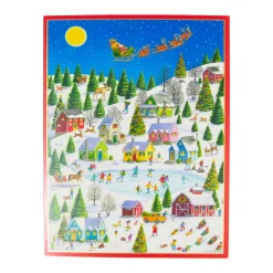 Caspari Christmas And Holiday Cards|Boxed Holiday Cards|Ice Skating at Christmas Large Boxed Christmas Cards - includes 15 cards & envelopes