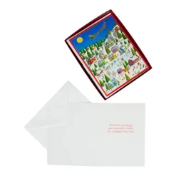 Caspari Christmas And Holiday Cards|Boxed Holiday Cards|Ice Skating at Christmas Large Boxed Christmas Cards - includes 15 cards & envelopes
