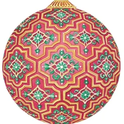 Caspari Christmas Placemats & Coasters|Placemats|Imperial Ornament Die-Cut Placemat - 4 Per Package in Red