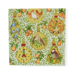 Caspari Christmas Napkins|Paper Cocktail Napkins|In A Pear Tree Cocktail Napkins - 20 Per Package
