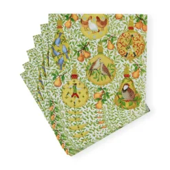Caspari Christmas Napkins|Paper Cocktail Napkins|In A Pear Tree Cocktail Napkins - 20 Per Package