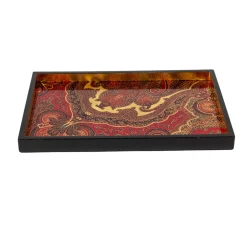 Caspari Lacquerware|Bar Trays|Jaipur Crimson Lacquer Sm Rect Tray - 8 7/8 X 13 3/4