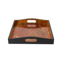 Caspari Lacquerware|Mother'S Day|Jaipur Fuchsia Lacquer Square Tray - 14