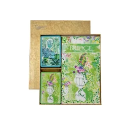 Caspari Bridge|Jardin De Luxembourg Bridge Gift Sets - 2 Playing Card Decks & 2 Score Pads