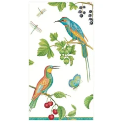 Caspari Paper Guest Towels|Jeweled Birds Paper Guest Towel Napkins in Ivory - 15 Per Package