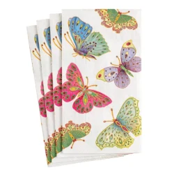 Caspari Paper Guest Towels|Jeweled Butterflies Paper Guest Towel Napkins in Pearl - 15 Per Package