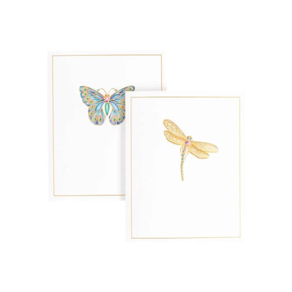 Caspari Note Cards|Jeweled Insects Foil Embossed Assorted Boxed Note Cards - 10 Note Cards & 10 Envelopes