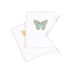 Caspari Note Cards|Jeweled Insects Foil Embossed Assorted Boxed Note Cards - 10 Note Cards & 10 Envelopes