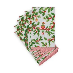 Caspari Christmas Napkins|Paper Guest Towels|Jingle Elves Guest Towel Napkins - 15 Per Package