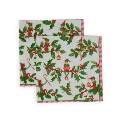 Caspari Christmas Napkins|Paper Luncheon Napkins|Jingle Elves Luncheon Napkins - 20 Per Package