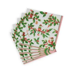 Caspari Christmas Napkins|Paper Luncheon Napkins|Jingle Elves Luncheon Napkins - 20 Per Package