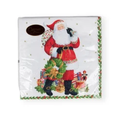 Caspari Christmas Napkins|Paper Luncheon Napkins|Jolly St. Nick Paper Luncheon Napkins - 20 Per Package