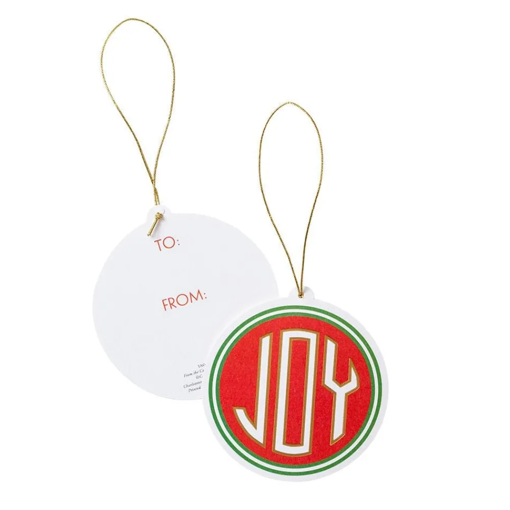 Caspari Christmas Gift Tags & Labels|Gift Tags & Enclosure Cards|Joy Die-Cut Gift Tags in Gold Foil - 4 Per Package