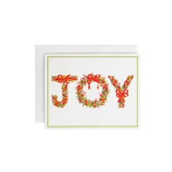 Caspari Christmas And Holiday Cards|Boxed Holiday Cards|Joy Peppermint Garland Petite Boxed Christmas Cards - includes 15 cards & envelopes