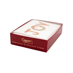 Caspari Christmas And Holiday Cards|Boxed Holiday Cards|Joy Peppermint Garland Petite Boxed Christmas Cards - includes 15 cards & envelopes