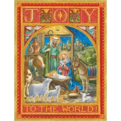 Caspari Christmas And Holiday Cards|Boxed Holiday Cards|Joy To The World Large Boxed Christmas Cards - includes 15 Boxed Christmas Cards & Envelopes