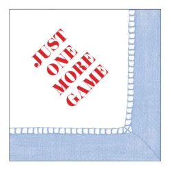 Caspari Paper Cocktail Napkins|Mahjong|Just One More Game Paper Cocktail Napkins - Linen Border in Light Blue