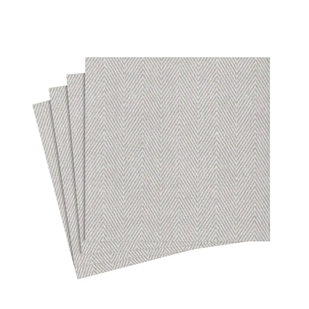 Caspari Paper Cocktail Napkins|Jute Paper Linen Cocktail Napkins in Flax - 15 Per Package