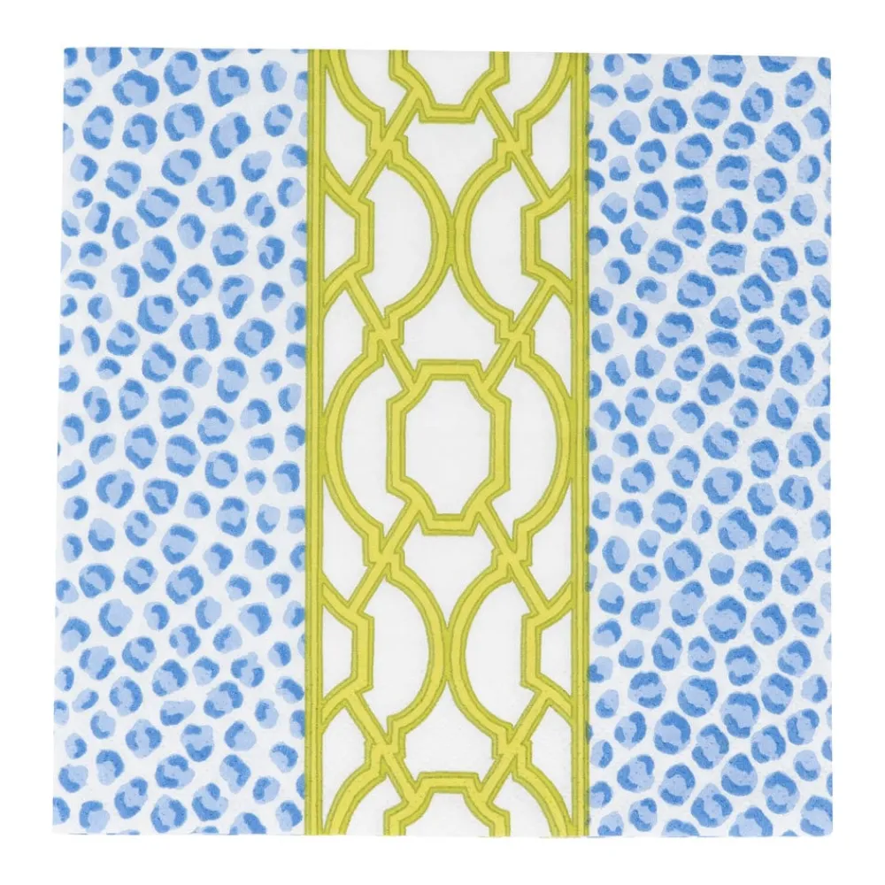 Caspari Paper Luncheon Napkins|Knots And Spots Blue & Green Luncheon Napkins - 20 Per Package