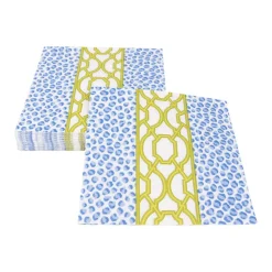 Caspari Paper Luncheon Napkins|Knots And Spots Blue & Green Luncheon Napkins - 20 Per Package