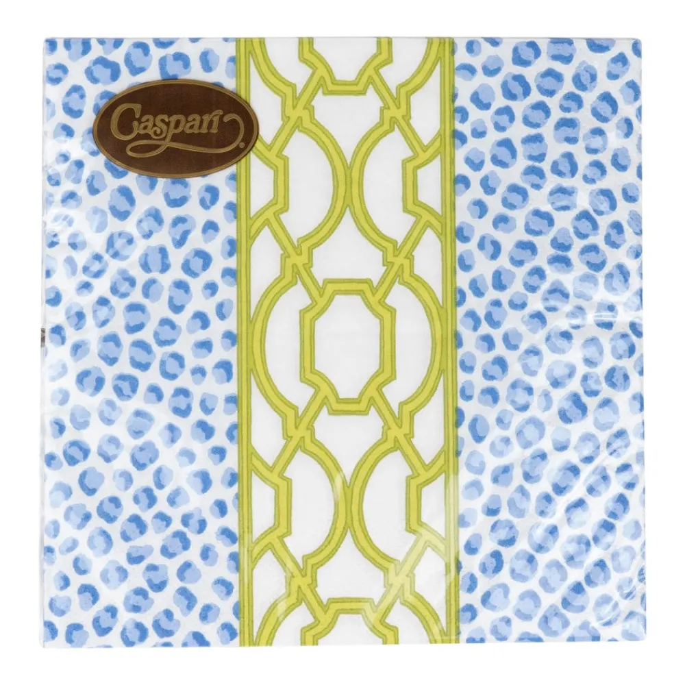 Caspari Paper Luncheon Napkins|Knots And Spots Blue & Green Luncheon Napkins - 20 Per Package