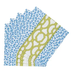 Caspari Paper Cocktail Napkins|Knots And Spots Blue & Green Cocktail Napkins - 20 Per Package